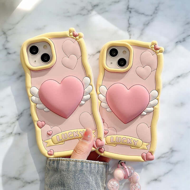 Darcey - Funda para Teléfono con Encanto de Corazón de Cupido